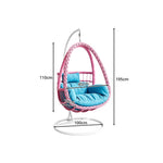 SOLARA Single Rattan Hanging Chair with Stable Base Double Chain and Thick Cushion for Indoor Outdoor Use - Pink