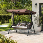 SOLARA 3-Seater Outdoor Swing Chair PE Rattan with Adjustable Canopy and Cushions for Patio Garden