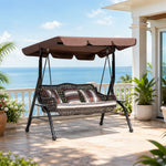 SOLARA 3-Seater Outdoor Swing Chair PE Rattan with Adjustable Canopy and Cushions for Patio Garden