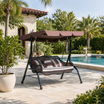 SOLARA 3-Seater Outdoor Swing Chair PE Rattan with Adjustable Canopy and Cushions for Patio Garden
