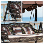 SOLARA 3-Seater Outdoor Swing Chair PE Rattan with Adjustable Canopy and Cushions for Patio Garden