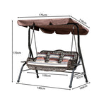 SOLARA 3-Seater Outdoor Swing Chair PE Rattan with Adjustable Canopy and Cushions for Patio Garden