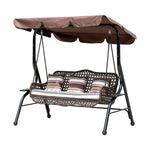 SOLARA 3-Seater Outdoor Swing Chair PE Rattan with Adjustable Canopy and Cushions for Patio Garden