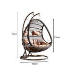 SOLARA Double Hanging Basket Chair Bean-Shaped PE Rattan Wood-Look Design for Balcony Living Room Garden - Black