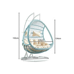 SOLARA Double Hanging Basket Chair Bean-Shaped PE Rattan Wood-Look Design for Balcony Living Room Garden - Blue