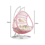 SOLARA Double Hanging Basket Chair Bean-Shaped PE Rattan Wood-Look Design for Balcony Living Room Garden - Pink