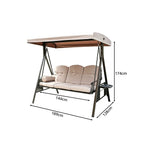 SOLARA Outdoor Swing Bed Reinforced Steel Frame Adjustable Canopy with Cushions for Patio Garden Poolside - Coffee