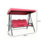 SOLARA Outdoor Swing Bed Reinforced Steel Frame Adjustable Canopy with Cushions for Patio Garden Poolside - Red