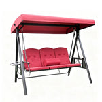 SOLARA Outdoor Swing Bed Reinforced Steel Frame Adjustable Canopy with Cushions for Patio Garden Poolside - Red