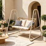 SOLARA 2-Seater Outdoor Swing Chair PE Rattan Reinforced Steel Frame with Cushions for Balcony Patio Garden