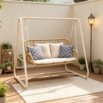 SOLARA 2-Seater Outdoor Swing Chair PE Rattan Reinforced Steel Frame with Cushions for Balcony Patio Garden