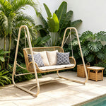 SOLARA 2-Seater Outdoor Swing Chair PE Rattan Reinforced Steel Frame with Cushions for Balcony Patio Garden