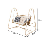SOLARA 2-Seater Outdoor Swing Chair PE Rattan Reinforced Steel Frame with Cushions for Balcony Patio Garden