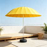 SOLARA 3m Outdoor Centre Pole Umbrella 24-Rib Frame with Water-Fill Base for Patio Garden - Yellow