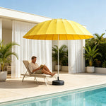 SOLARA 3m Outdoor Centre Pole Umbrella 24-Rib Frame with Water-Fill Base for Patio Garden - Yellow