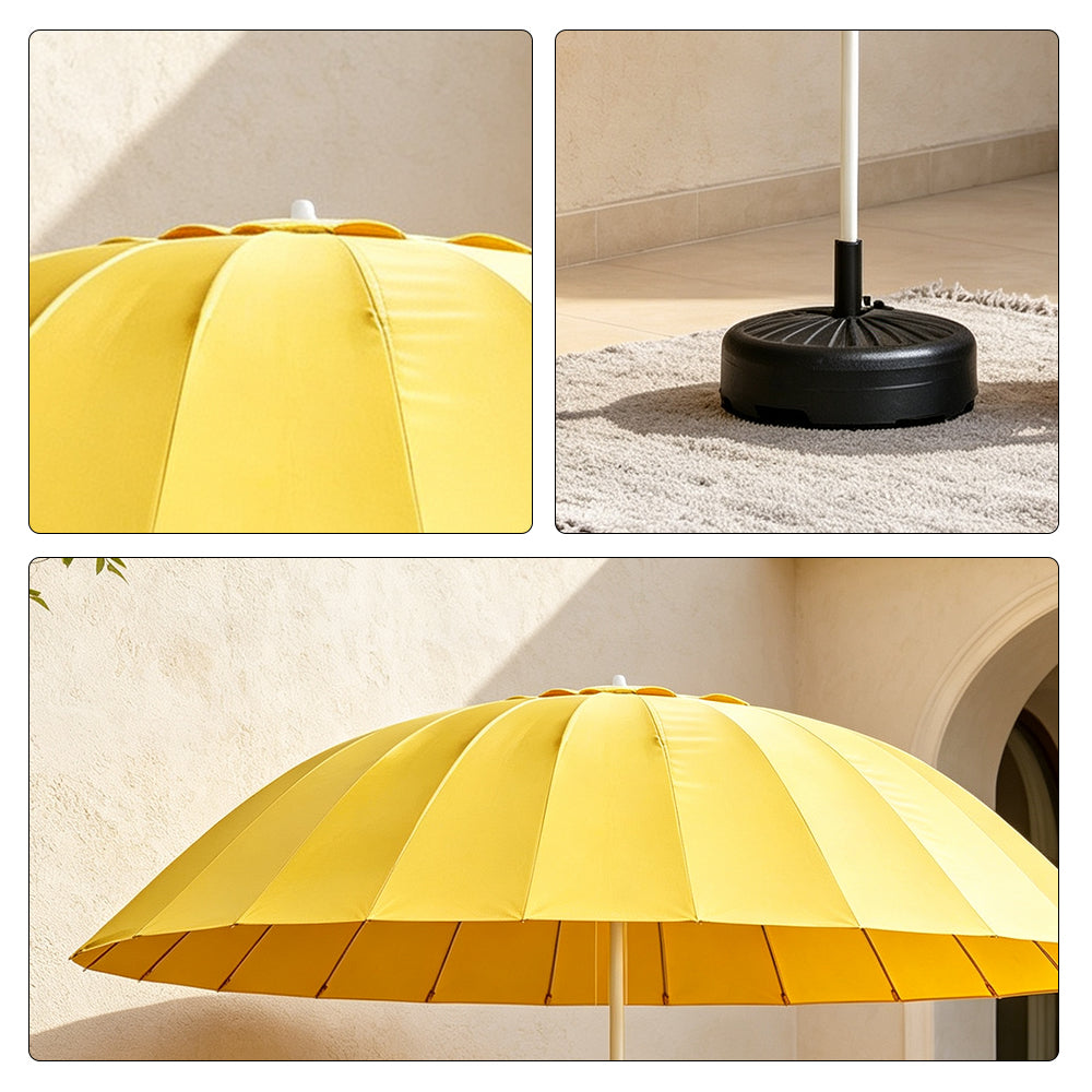 SOLARA 3m Outdoor Centre Pole Umbrella 24-Rib Frame with Water-Fill Base for Patio Garden - Yellow