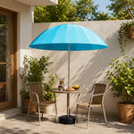 SOLARA 3m Outdoor Centre Pole Umbrella 24-Rib Frame with Water-Fill Base for Patio Garden - Blue