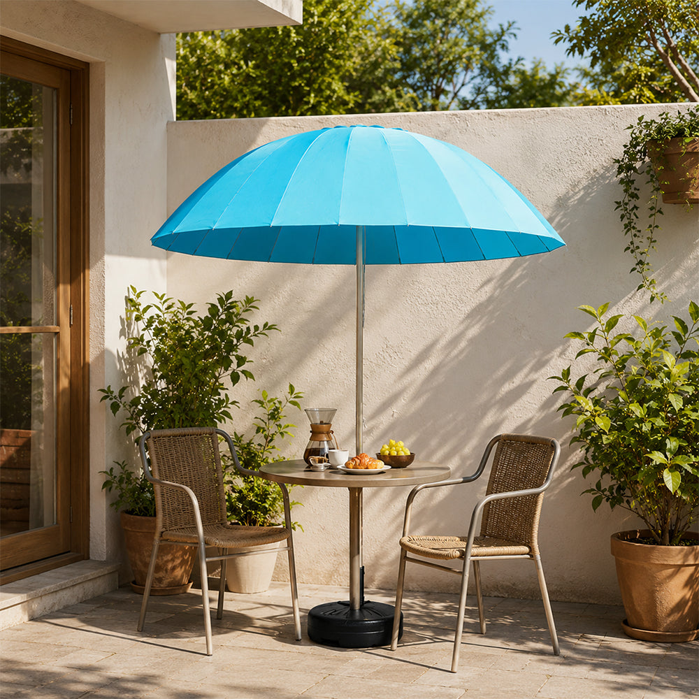 SOLARA 3m Outdoor Centre Pole Umbrella 24-Rib Frame with Water-Fill Base for Patio Garden - Blue