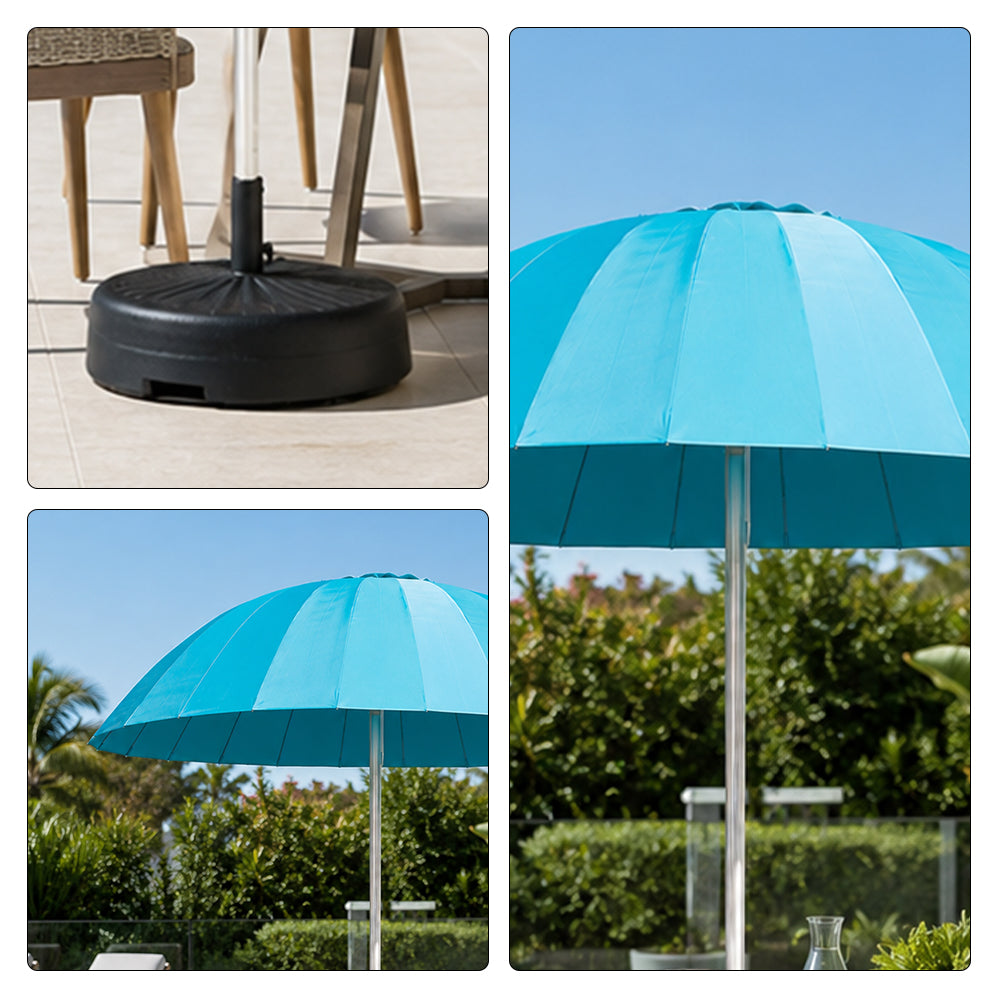 SOLARA 3m Outdoor Centre Pole Umbrella 24-Rib Frame with Water-Fill Base for Patio Garden - Blue