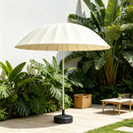 SOLARA 3m Outdoor Centre Pole aUmbrella 24-Rib Frame with Water-Fill Base for Patio Garden - White