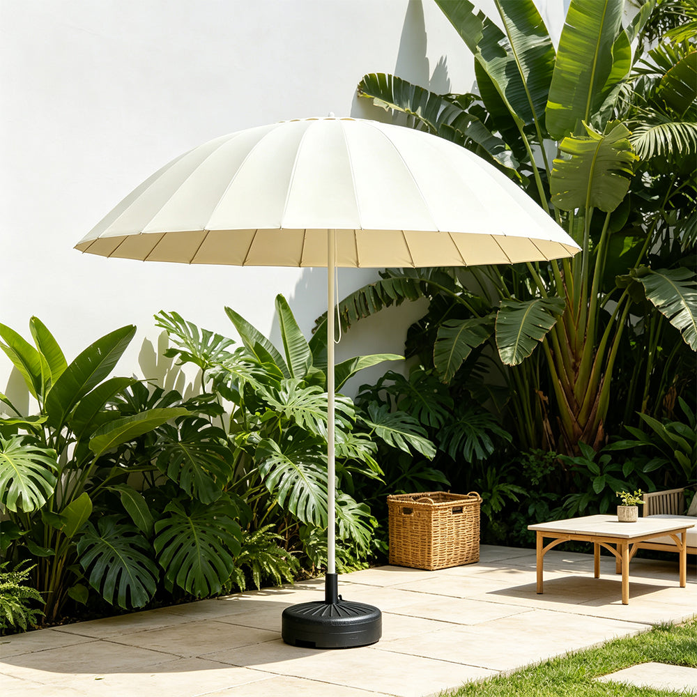SOLARA 3m Outdoor Centre Pole aUmbrella 24-Rib Frame with Water-Fill Base for Patio Garden - White
