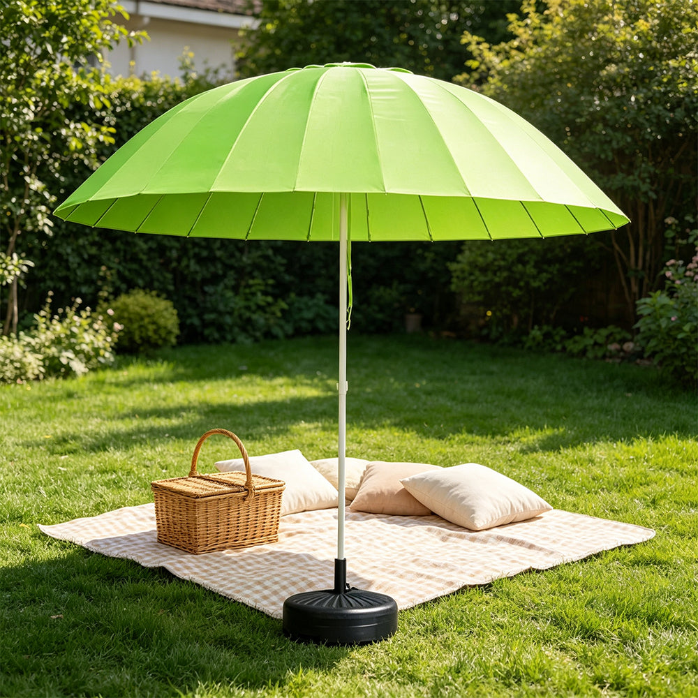 SOLARA 3m Outdoor Centre Pole aUmbrella 24-Rib Frame with Water-Fill Base for Patio Garden - Green