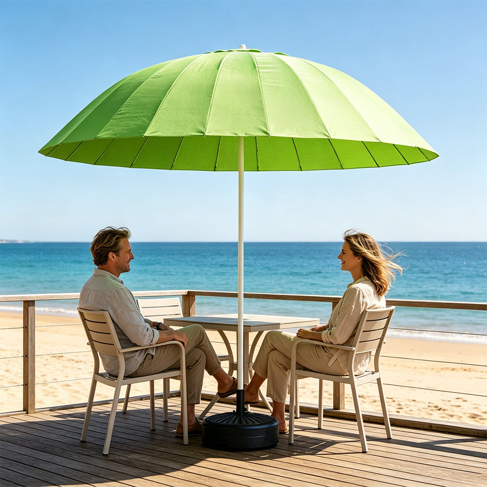 SOLARA 3m Outdoor Centre Pole aUmbrella 24-Rib Frame with Water-Fill Base for Patio Garden - Green