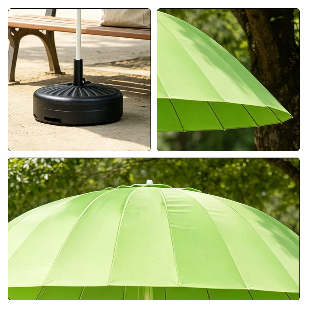 SOLARA 3m Outdoor Centre Pole aUmbrella 24-Rib Frame with Water-Fill Base for Patio Garden - Green