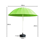 SOLARA 3m Outdoor Centre Pole aUmbrella 24-Rib Frame with Water-Fill Base for Patio Garden - Green