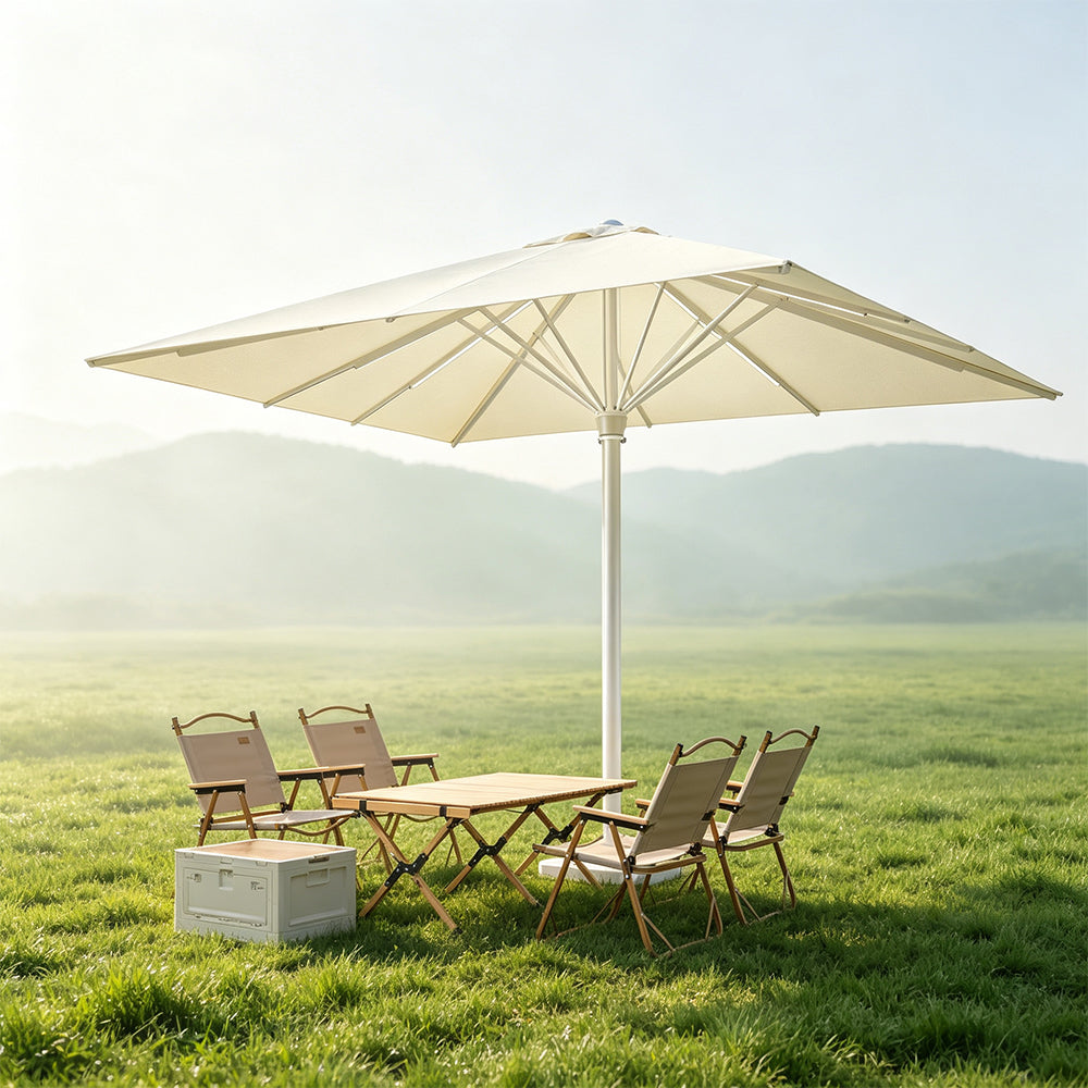 SOLARA 4m Outdoor LED Patio Umbrella with Solar Lighting, Double-Rib Frame for Garden & Commercial Spaces