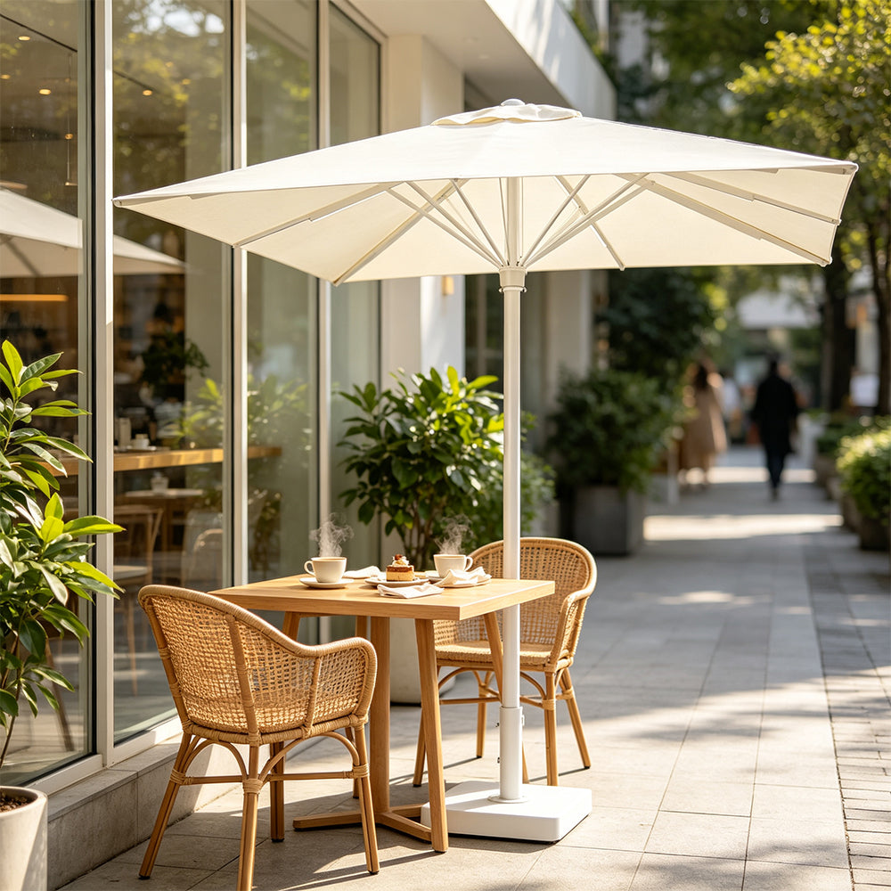 SOLARA 4m Outdoor LED Patio Umbrella with Solar Lighting, Double-Rib Frame for Garden & Commercial Spaces