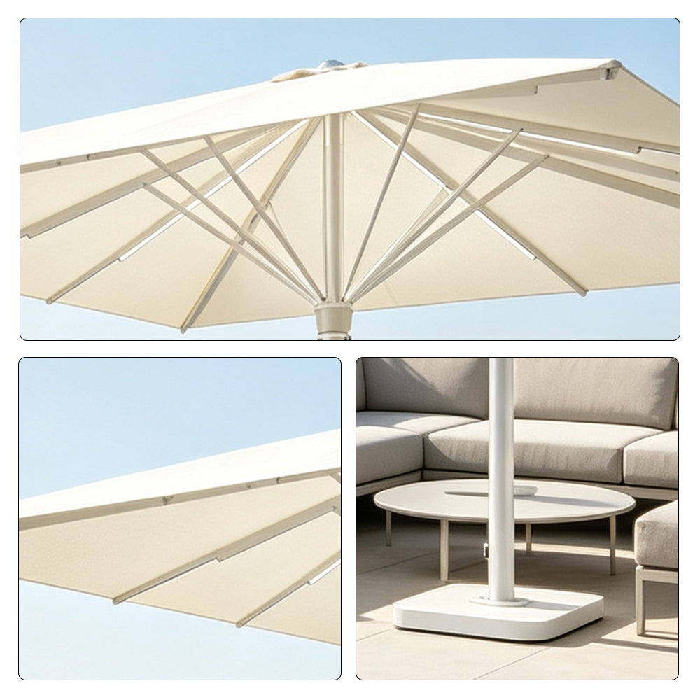 SOLARA 4m Outdoor LED Patio Umbrella with Solar Lighting, Double-Rib Frame for Garden & Commercial Spaces