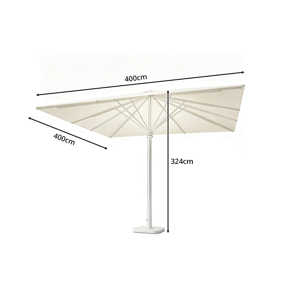 SOLARA 4m Outdoor LED Patio Umbrella with Solar Lighting, Double-Rib Frame for Garden & Commercial Spaces