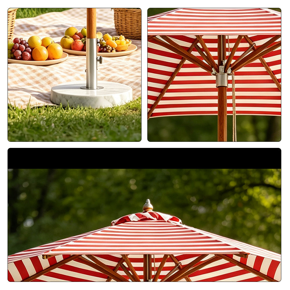 SOLARA 3m Outdoor Patio Umbrella All-Aluminium Frame with 30kg Marble Base for Garden & Outdoor Dining - Red