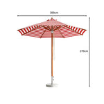 SOLARA 3m Outdoor Patio Umbrella All-Aluminium Frame with 30kg Marble Base for Garden & Outdoor Dining - Red