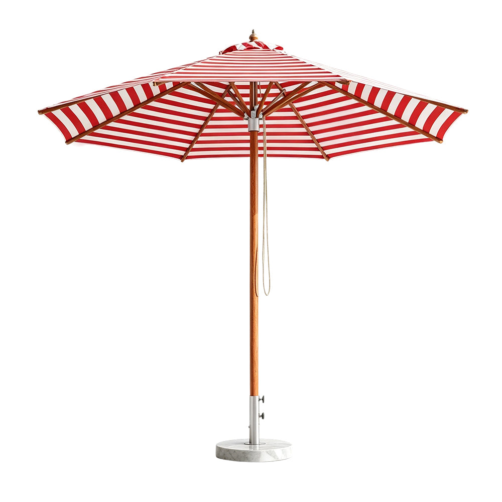 SOLARA 3m Outdoor Patio Umbrella All-Aluminium Frame with 30kg Marble Base for Garden & Outdoor Dining - Red