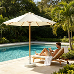 SOLARA 3m Outdoor Patio Umbrella All-Aluminium Frame with 30kg Marble Base for Garden & Outdoor Dining - White