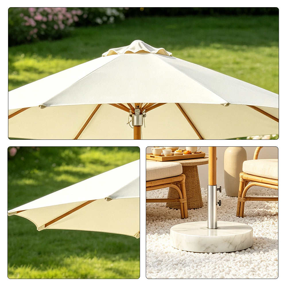 SOLARA 3m Outdoor Patio Umbrella All-Aluminium Frame with 30kg Marble Base for Garden & Outdoor Dining - White