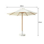 SOLARA 3m Outdoor Patio Umbrella All-Aluminium Frame with 30kg Marble Base for Garden & Outdoor Dining - White