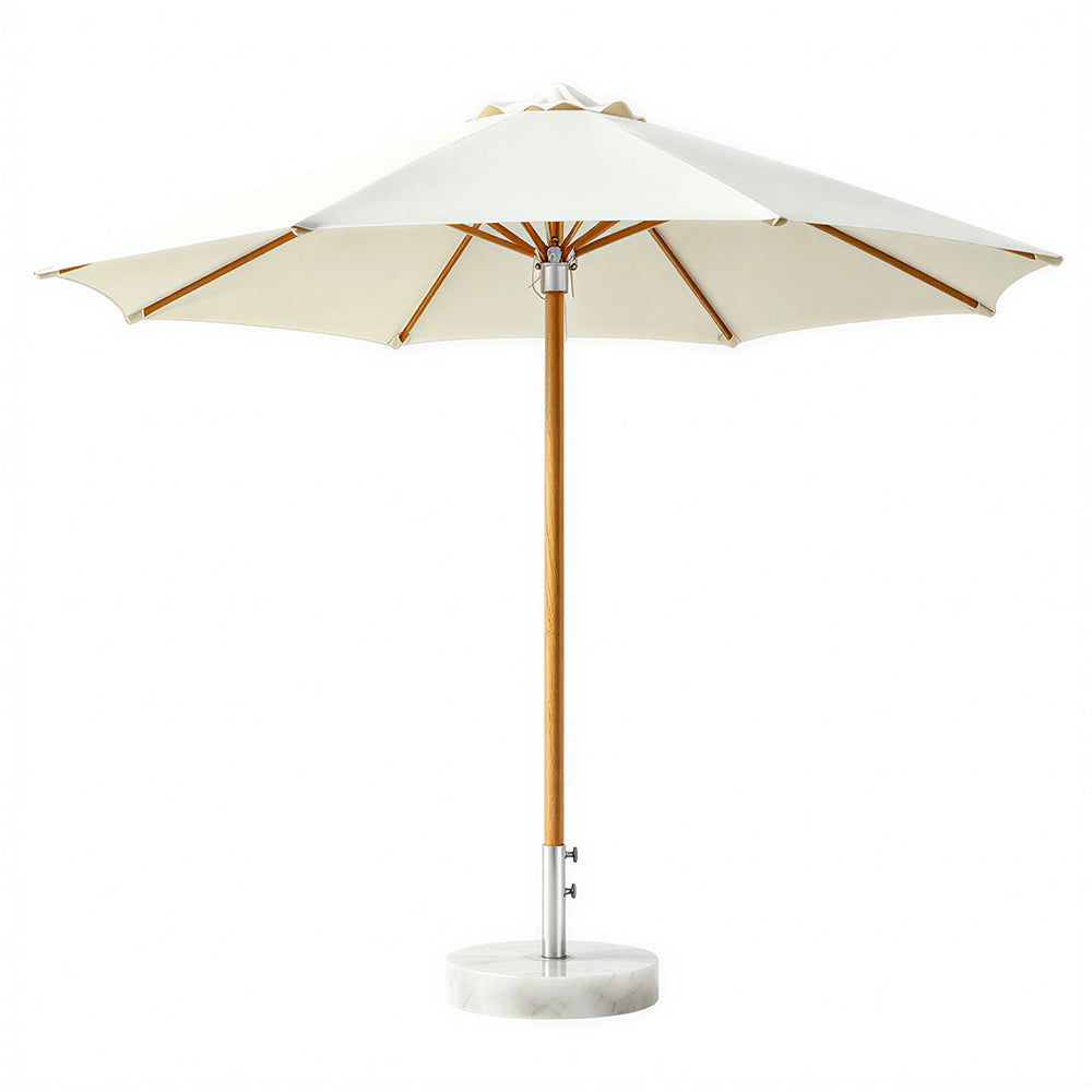 SOLARA 3m Outdoor Patio Umbrella All-Aluminium Frame with 30kg Marble Base for Garden & Outdoor Dining - White