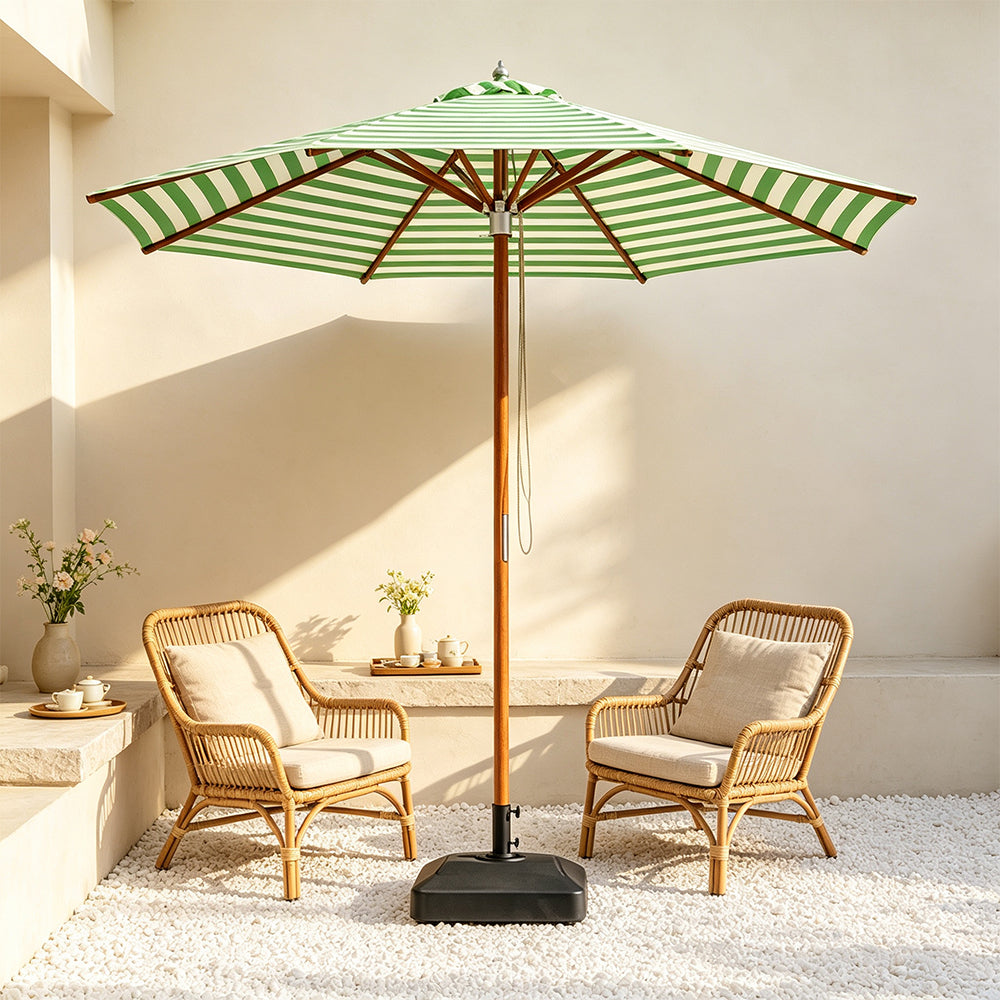 SOLARA 3m Outdoor Patio Umbrella All-Aluminium Frame with 30kg Marble Base for Garden & Outdoor Dining - Green
