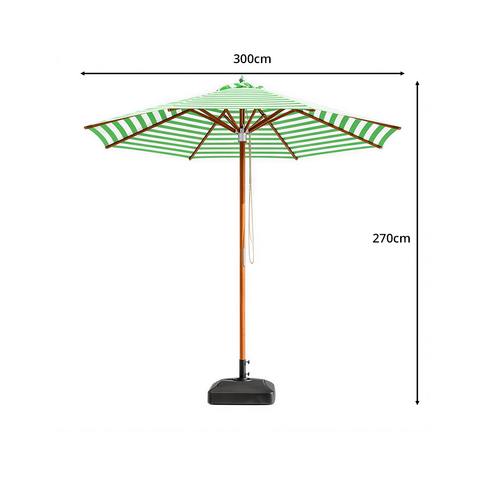 SOLARA 3m Outdoor Patio Umbrella All-Aluminium Frame with 30kg Marble Base for Garden & Outdoor Dining - Green