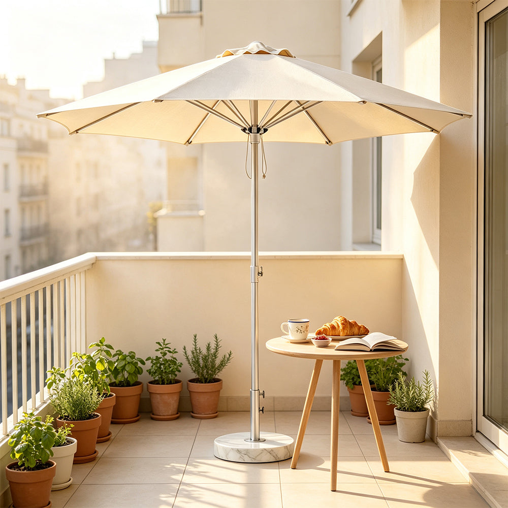 SOLARA 3m Outdoor Patio Umbrella All-Aluminium Frame with 30kg Marble Base for Garden & Outdoor Dining - Coffee
