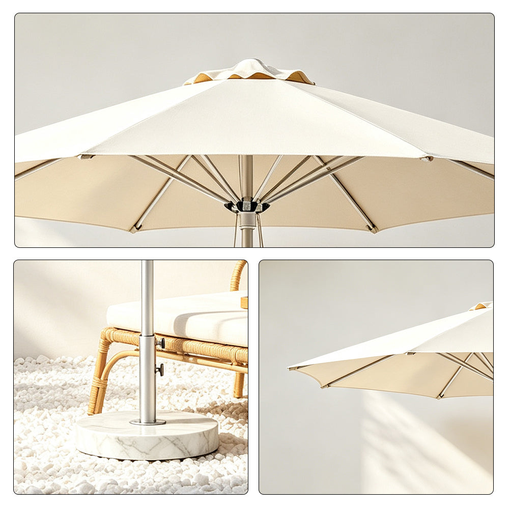 SOLARA 3m Outdoor Patio Umbrella All-Aluminium Frame with 30kg Marble Base for Garden & Outdoor Dining - Coffee