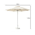 SOLARA 3m Outdoor Patio Umbrella All-Aluminium Frame with 30kg Marble Base for Garden & Outdoor Dining - Coffee