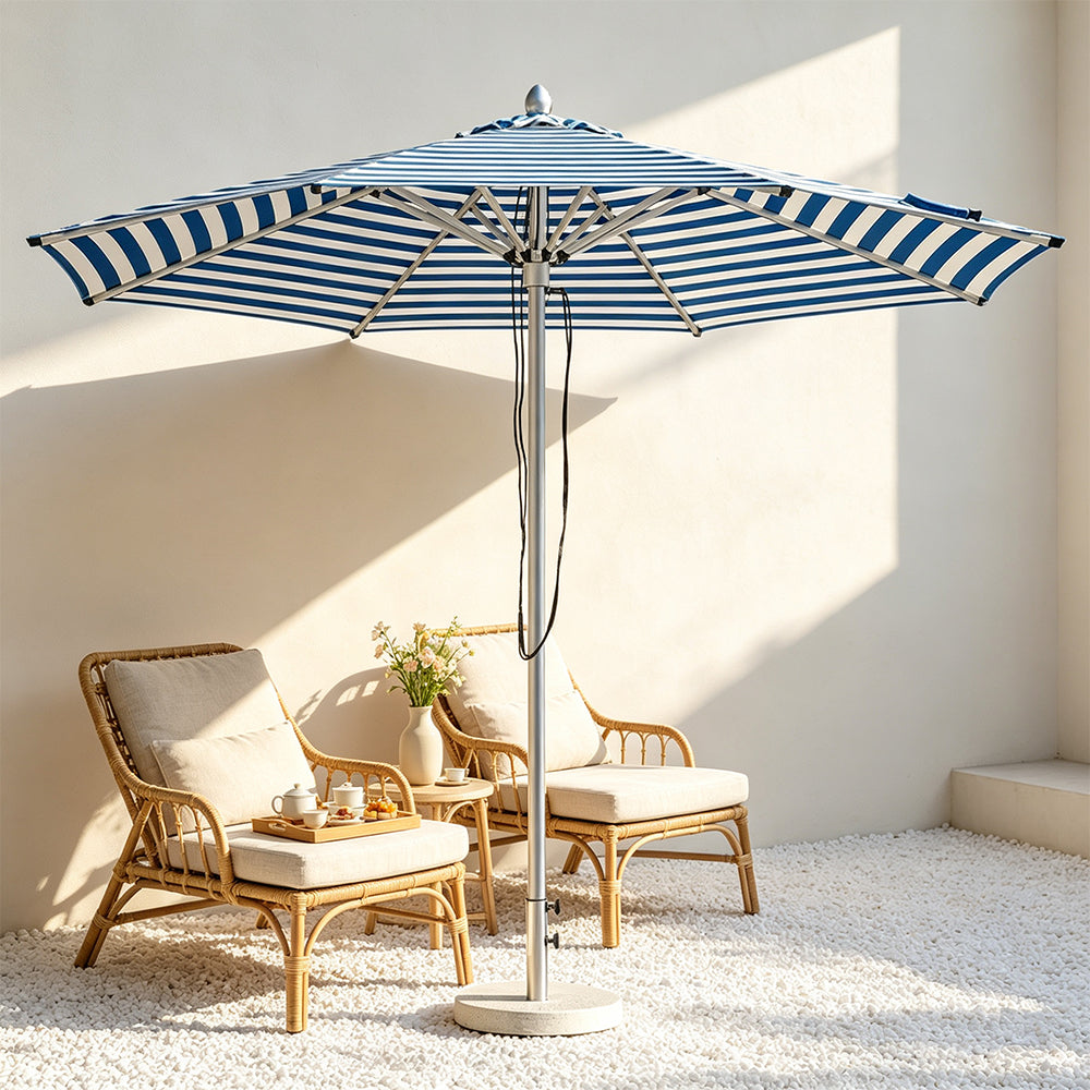 SOLARA 3m Outdoor Patio Umbrella All-Aluminium Frame with 30kg Marble Base for Garden & Outdoor Dining - Blue