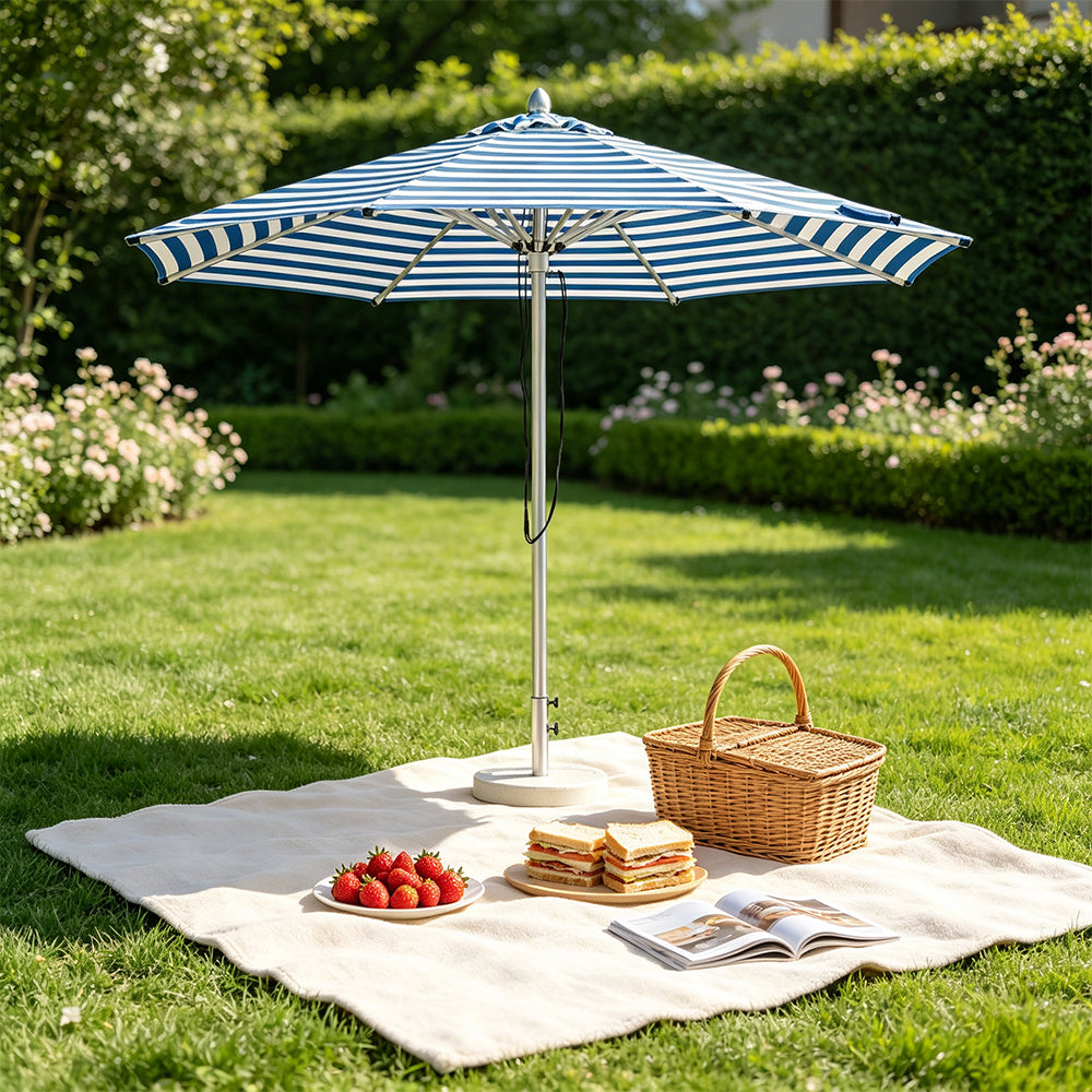 SOLARA 3m Outdoor Patio Umbrella All-Aluminium Frame with 30kg Marble Base for Garden & Outdoor Dining - Blue