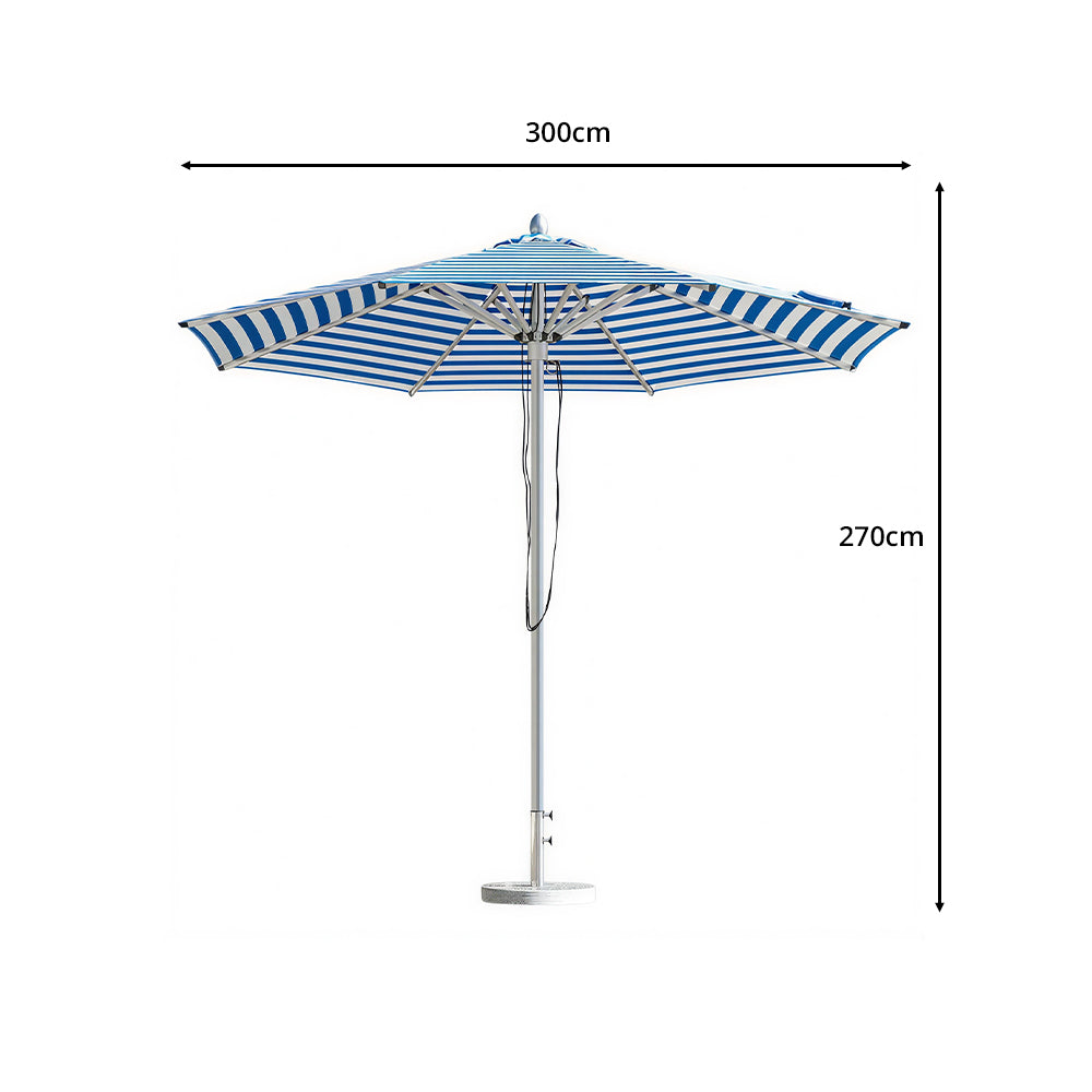 SOLARA 3m Outdoor Patio Umbrella All-Aluminium Frame with 30kg Marble Base for Garden & Outdoor Dining - Blue