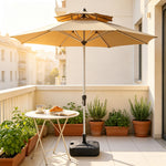 SOLARA 2.7m Outdoor Patio Umbrella with Double-Top Vent & Water-Filled Base for Garden & Poolside - Brown