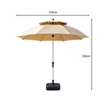 SOLARA 2.7m Outdoor Patio Umbrella with Double-Top Vent & Water-Filled Base for Garden & Poolside - Brown